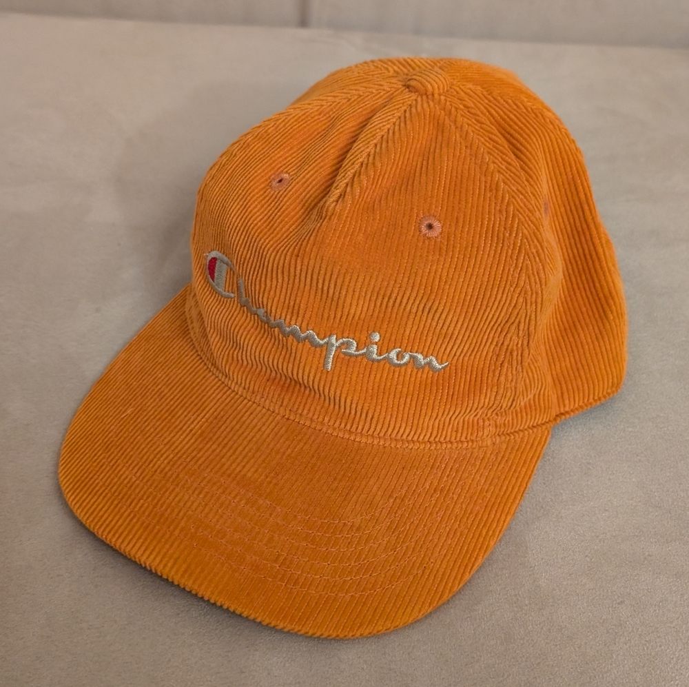 Champion Orange Corduroy Hat with Embroidered Logo